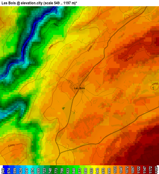 Les Bois elevation map