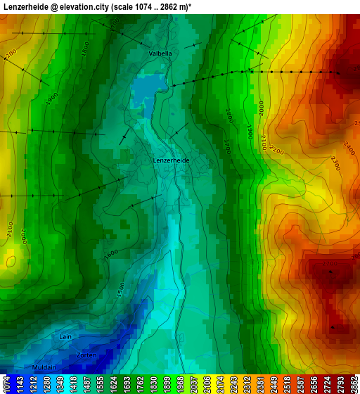 Lenzerheide elevation map