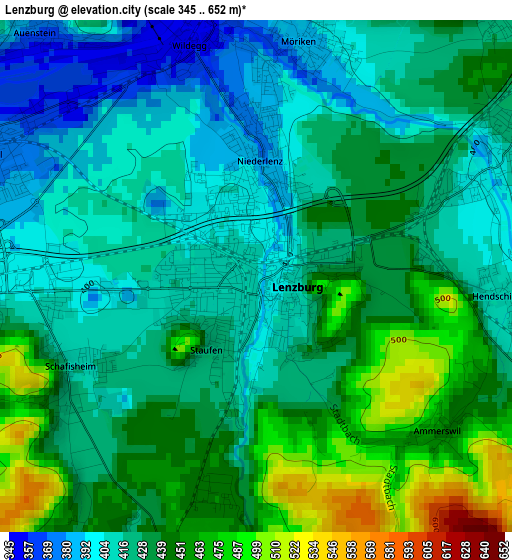 Lenzburg elevation map