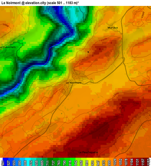 Le Noirmont elevation map