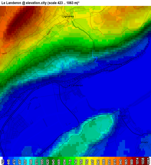 Le Landeron elevation map