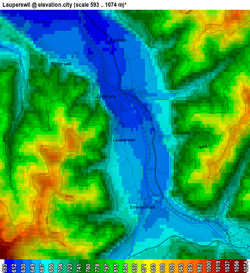 Lauperswil elevation map