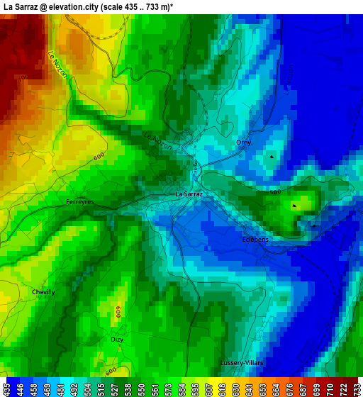 La Sarraz elevation map