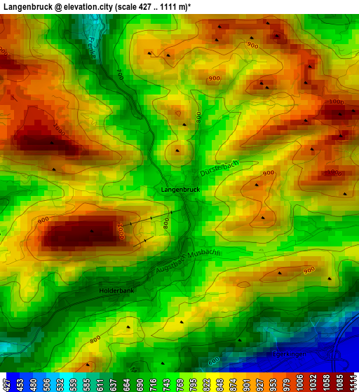 Langenbruck elevation map