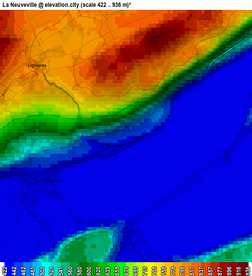 La Neuveville elevation map