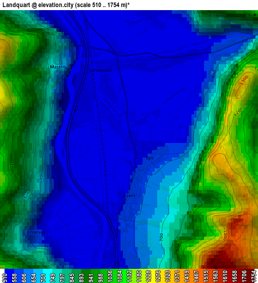 Landquart elevation map