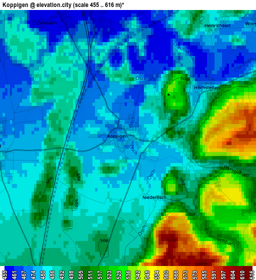 Koppigen elevation map