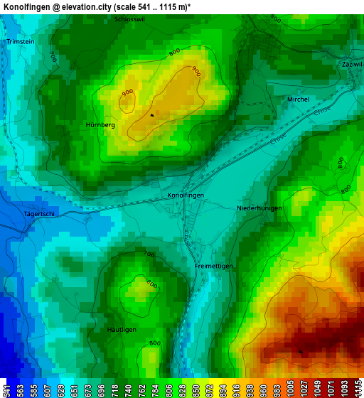 Konolfingen elevation map