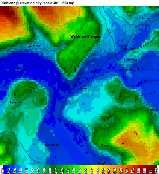 Koblenz elevation map