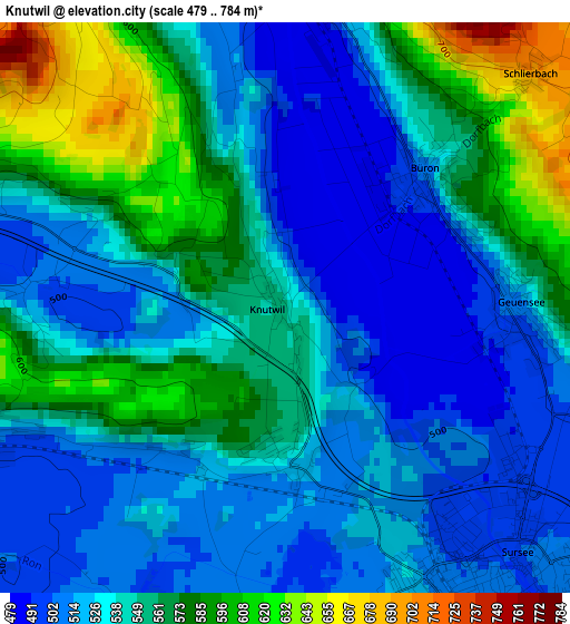 Knutwil elevation map