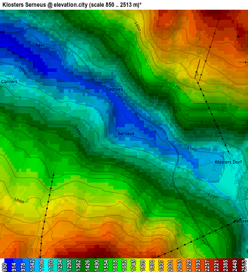 Klosters Serneus elevation map