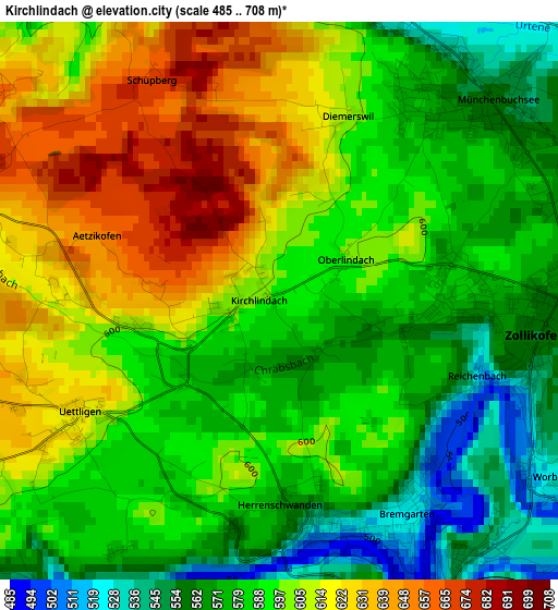 Kirchlindach elevation map