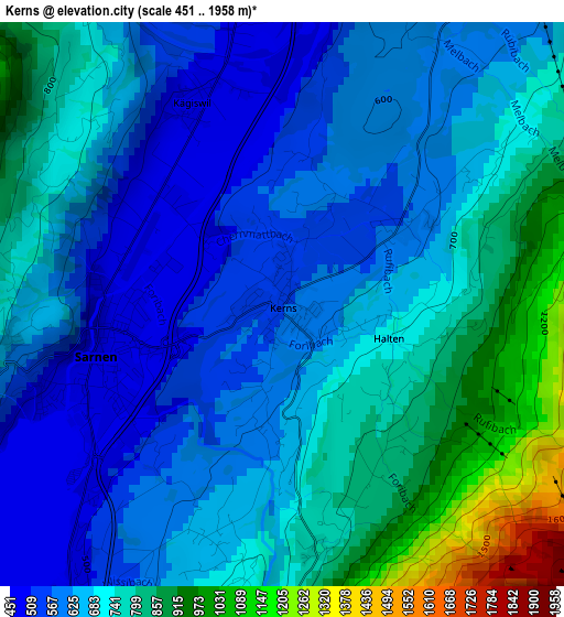 Kerns elevation map