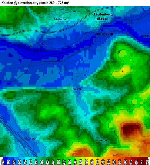 Kaisten elevation map