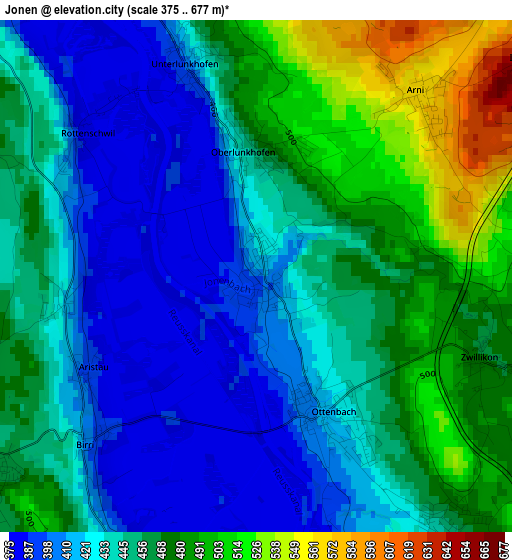 Jonen elevation map