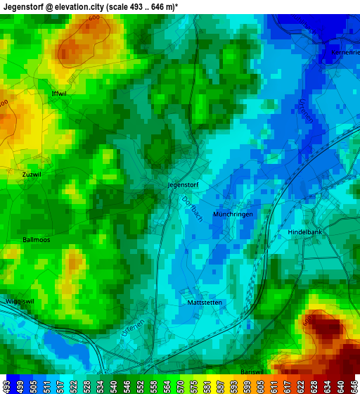 Jegenstorf elevation map