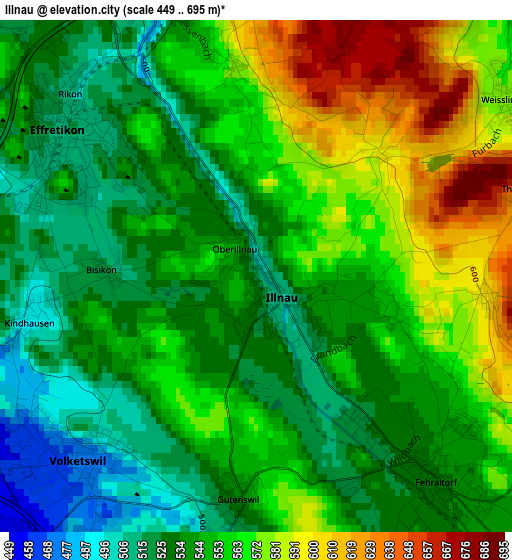 Illnau elevation map