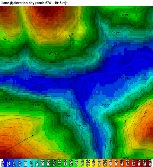 Ilanz elevation map