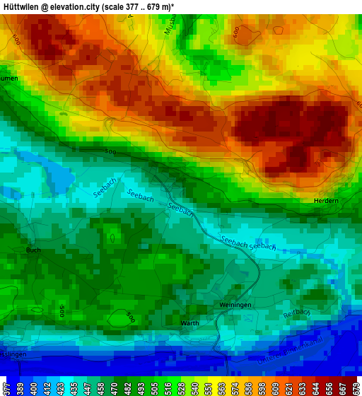 Hüttwilen elevation map