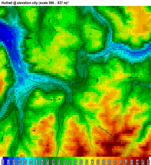 Huttwil elevation map