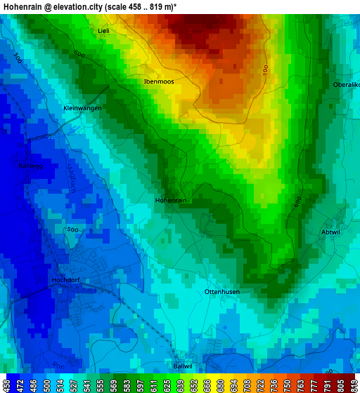 Hohenrain elevation map