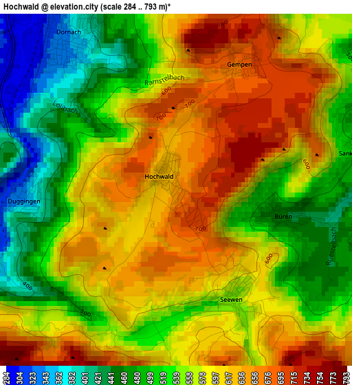 Hochwald elevation map