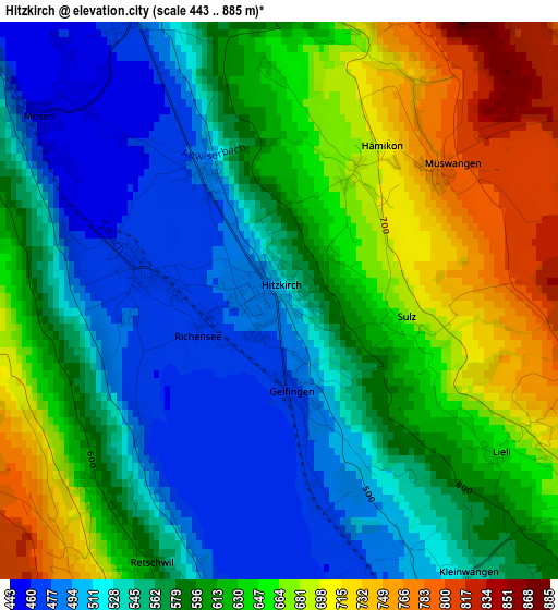 Hitzkirch elevation map