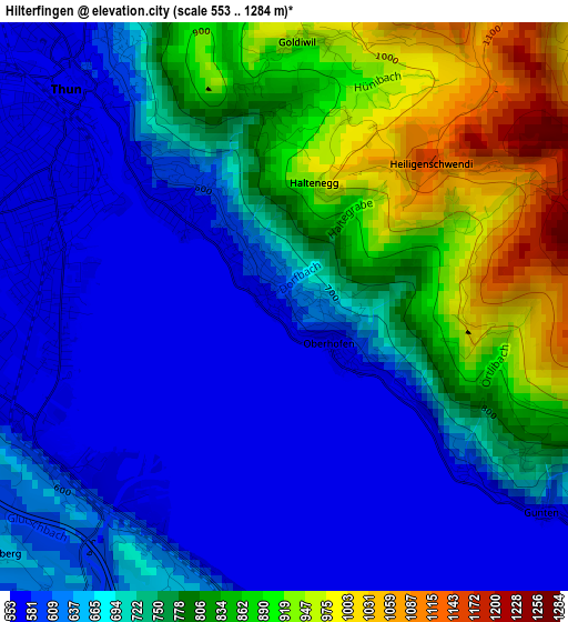 Hilterfingen elevation map