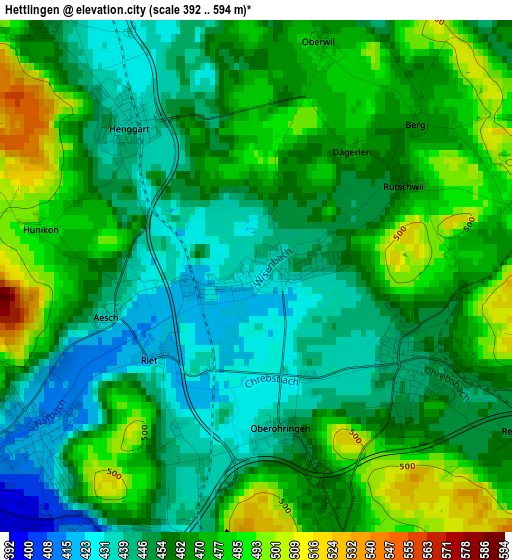 Hettlingen elevation map