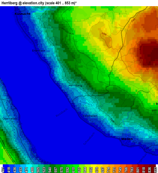 Herrliberg elevation map