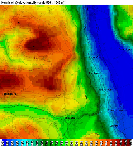 Hermiswil elevation map