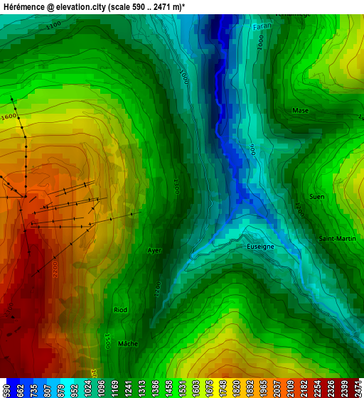 Hérémence elevation map