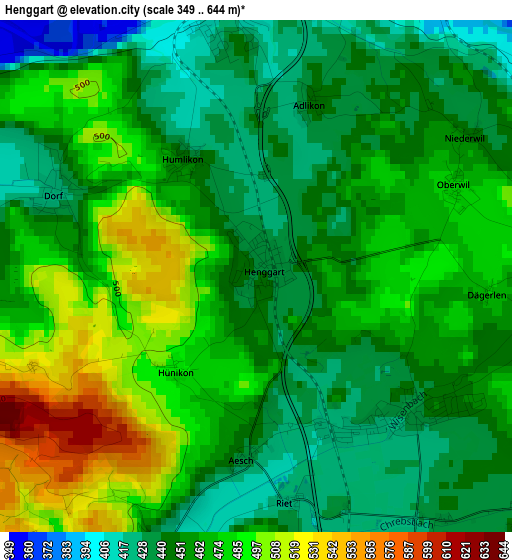 Henggart elevation map