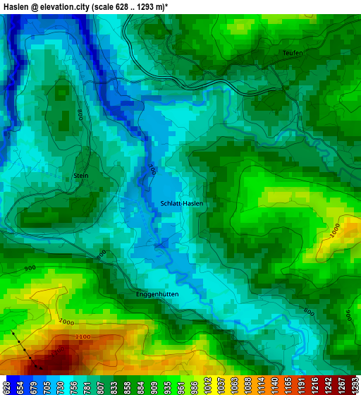 Haslen elevation map