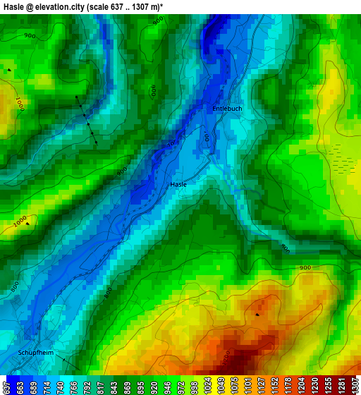 Hasle elevation map