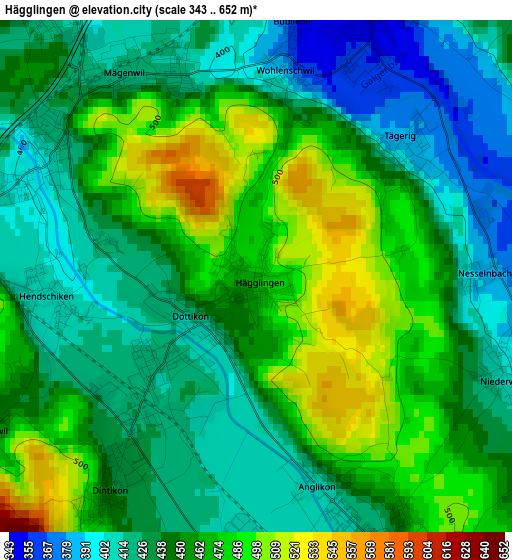 Hägglingen elevation map