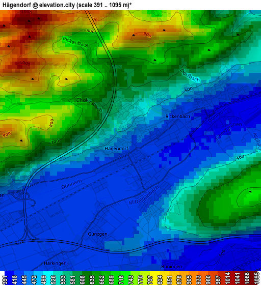 Hägendorf elevation map