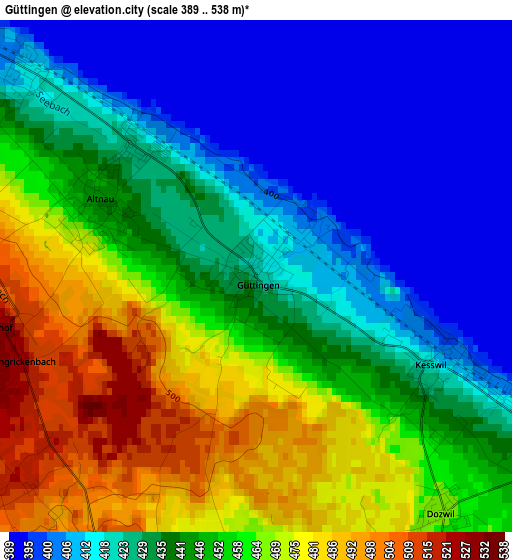 Güttingen elevation map