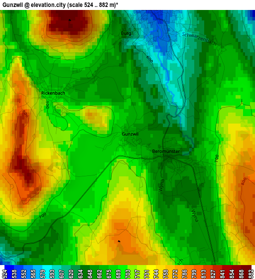 Gunzwil elevation map