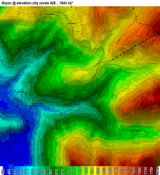 Gryon elevation map
