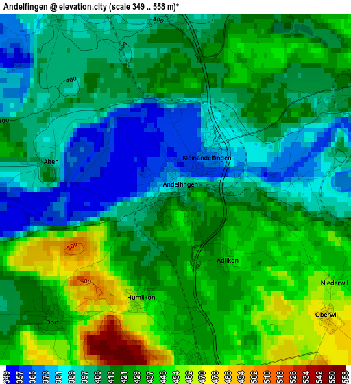 Andelfingen elevation map