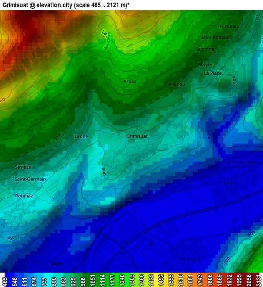 Grimisuat elevation map