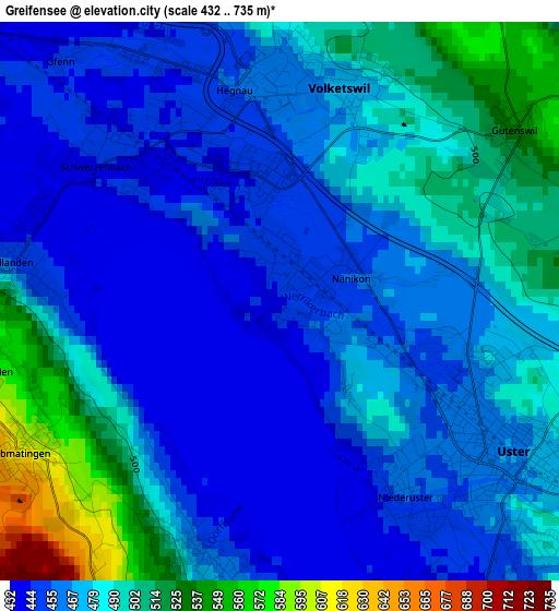 Greifensee elevation map