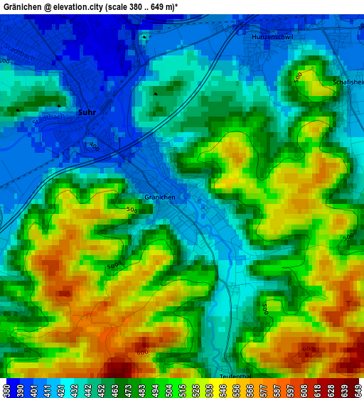 Gränichen elevation map