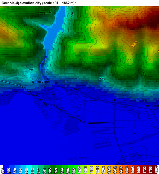 Gordola elevation map