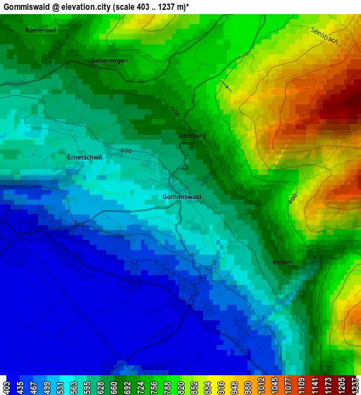 Gommiswald elevation map