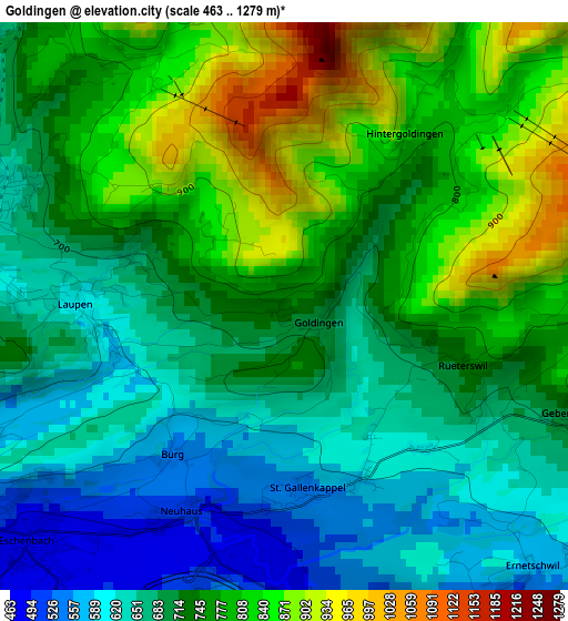 Goldingen elevation map