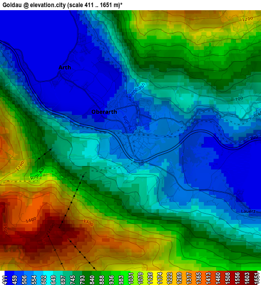 Goldau elevation map