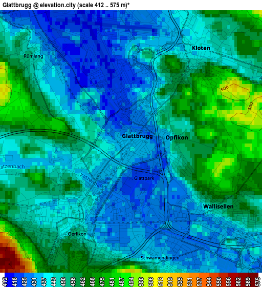 Glattbrugg elevation map