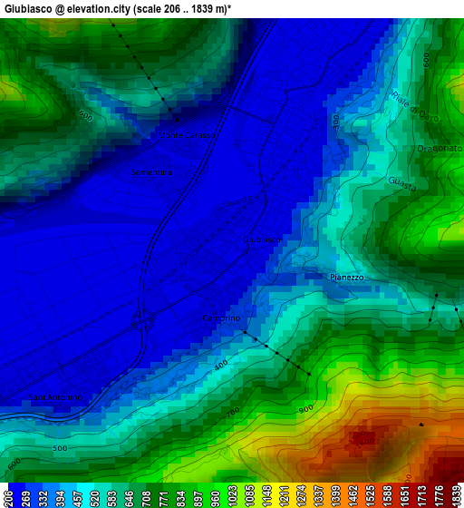 Giubiasco elevation map